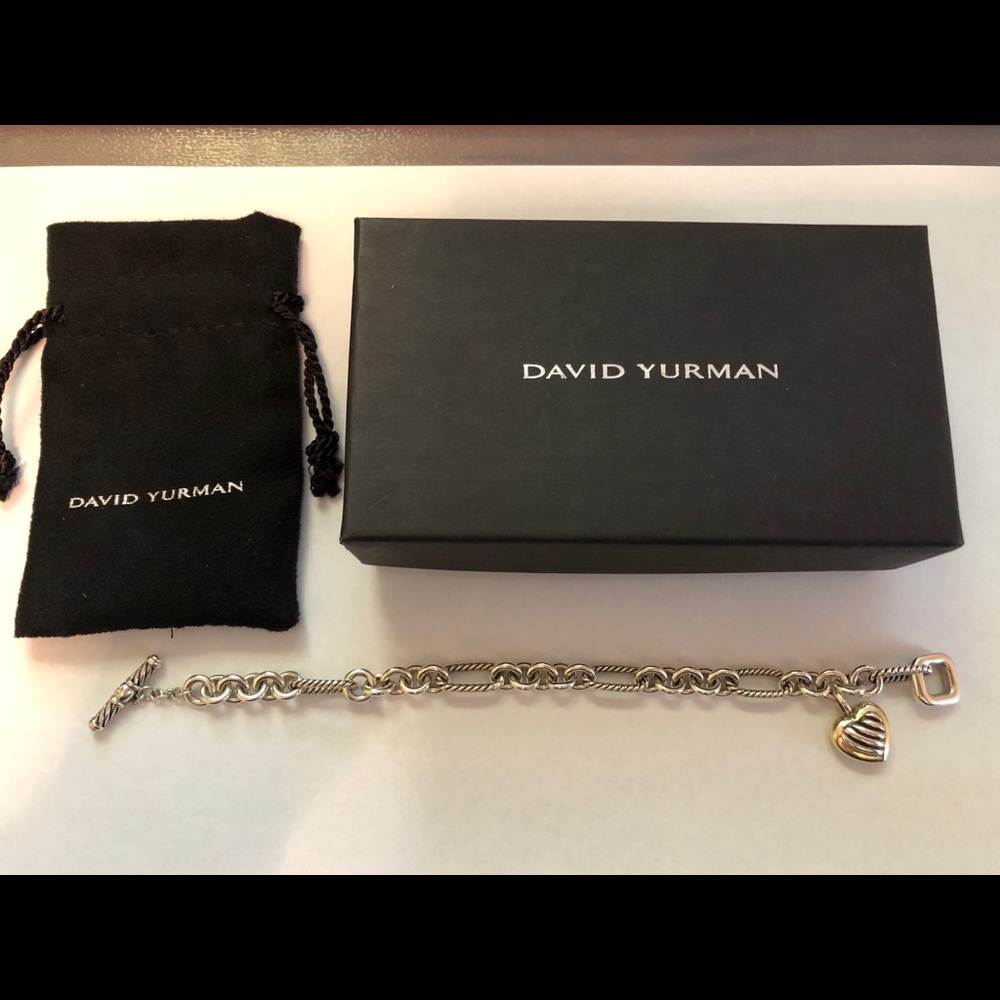 David Yurman SS Two Tone Heart Toggle Bracelet